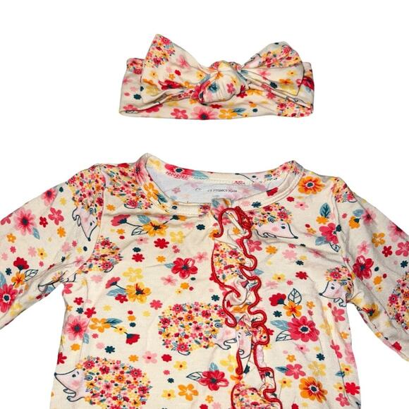 NB Charlie’s Project Bamboo Ruffle Butt Zip up Footie Sleeper Outift - Picture 2 of 6